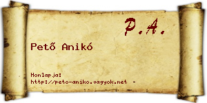 Pető Anikó névjegykártya